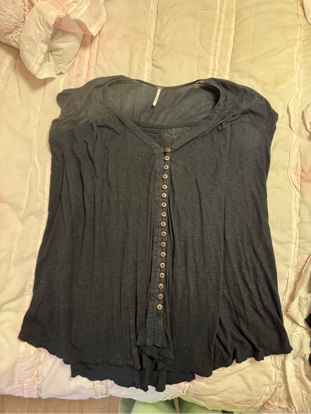 Free people linen blend grey blouse with button detail size S